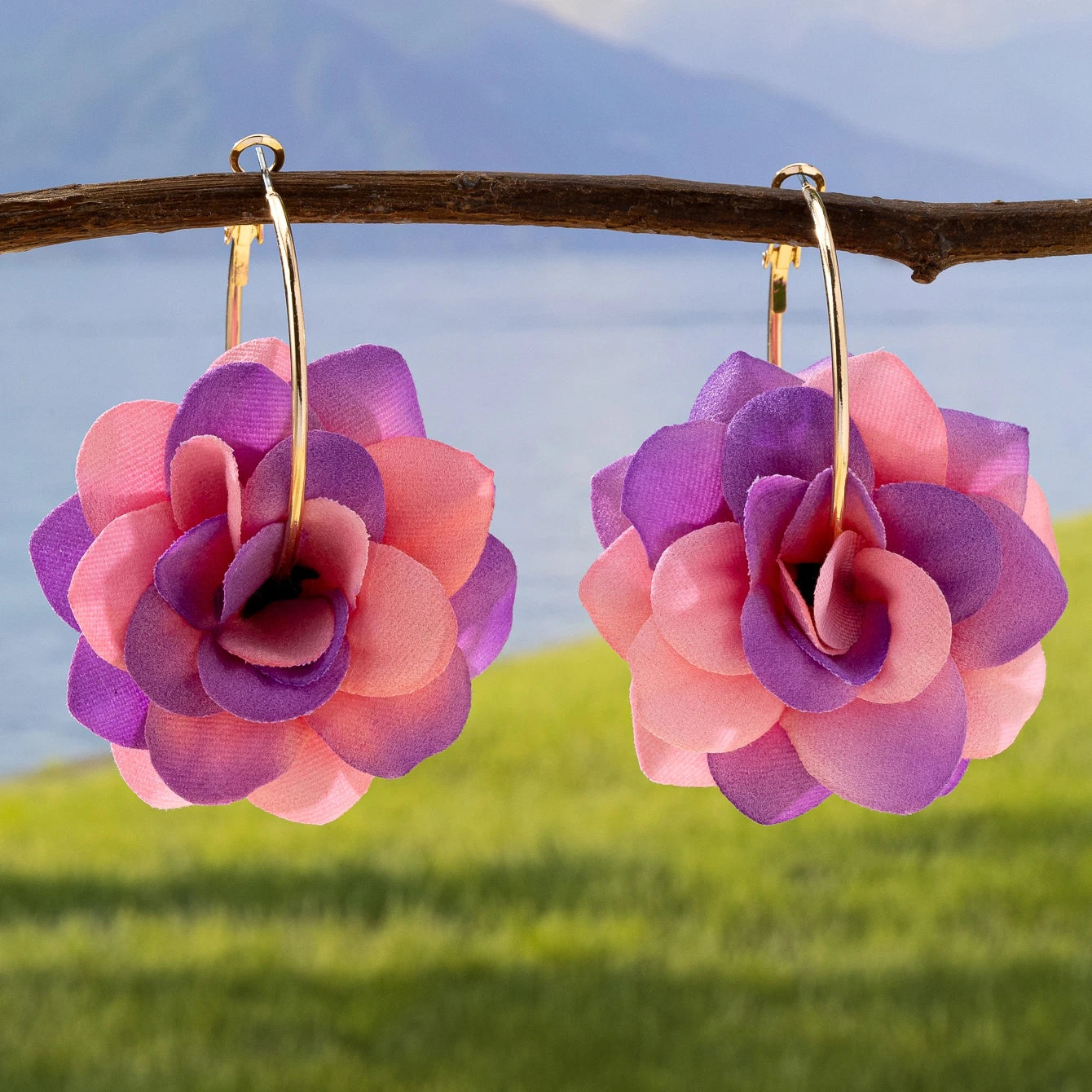 3D Fabric Flower Hoop Earrings — Cute, Romantic & Always On-Trend 🌸