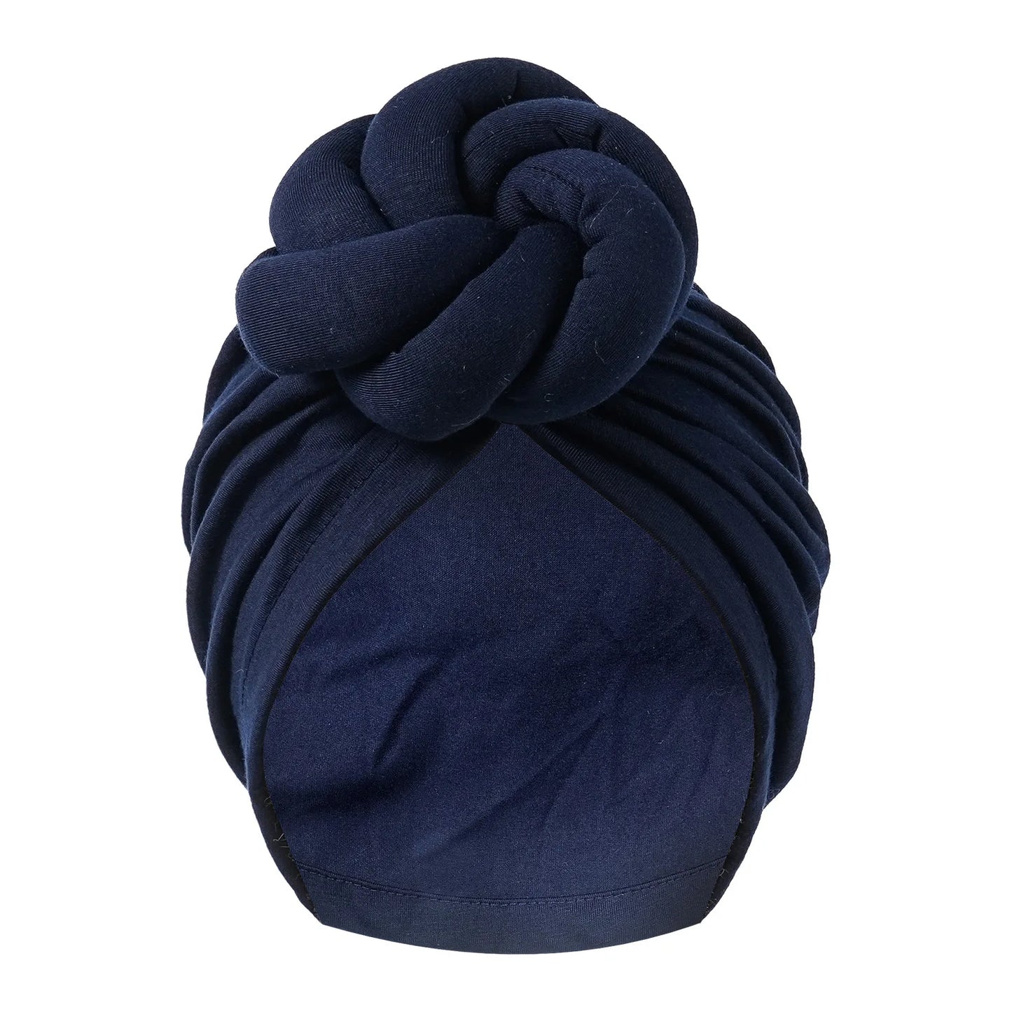 New Pre-Made Knotted Turban Hat Solid Color Head Wraps Elegant Pleated Beanies Headscarf For Women Turban