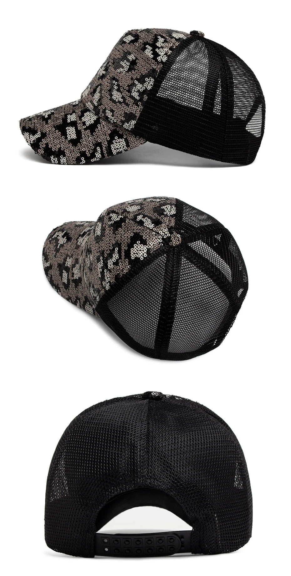 Leopard Spangle Mesh Baseball Cap – Sun Protection, Adjustable Fit & Giving Baddie Outdoor Energy 🐆☀️