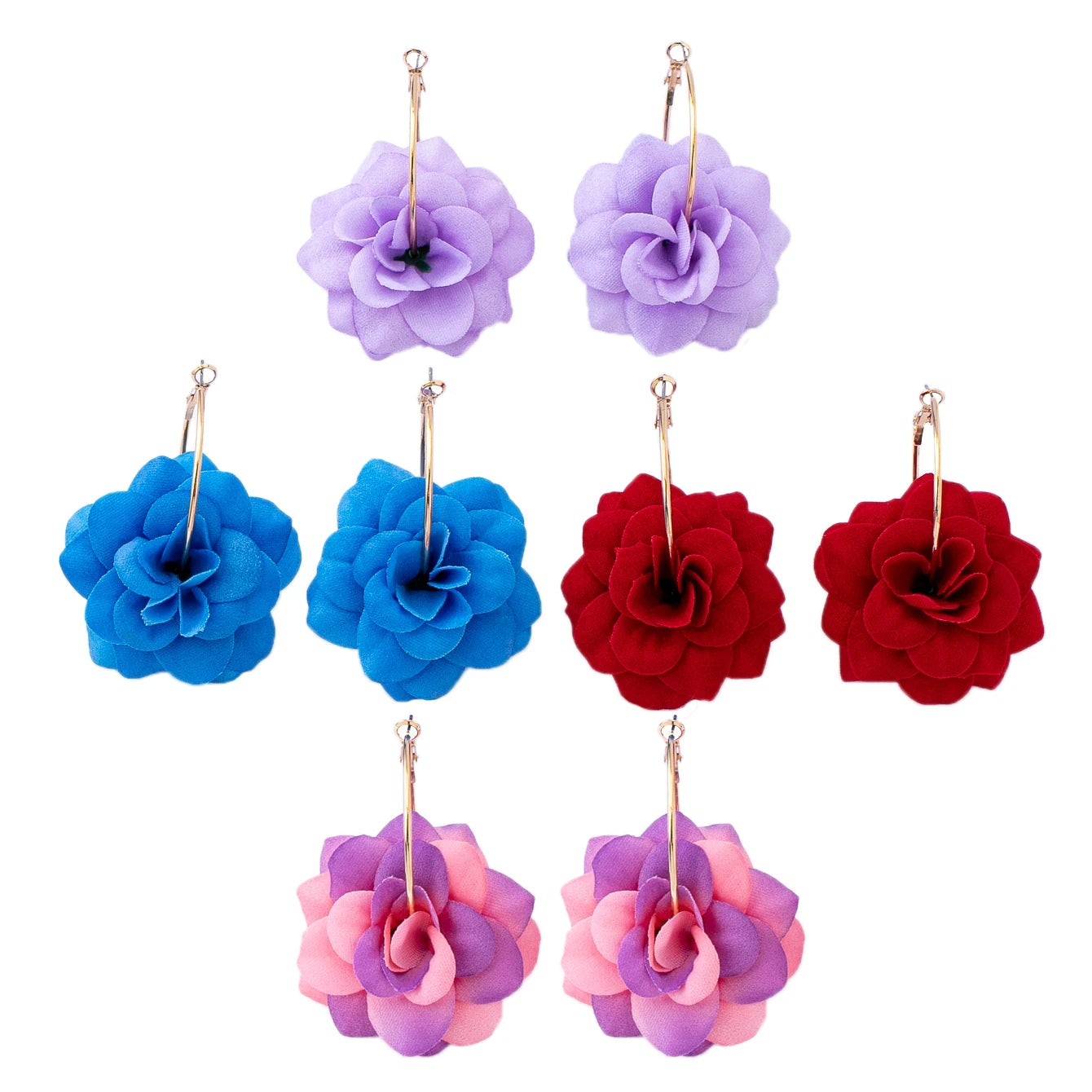 3D Fabric Flower Hoop Earrings — Cute, Romantic & Always On-Trend 🌸