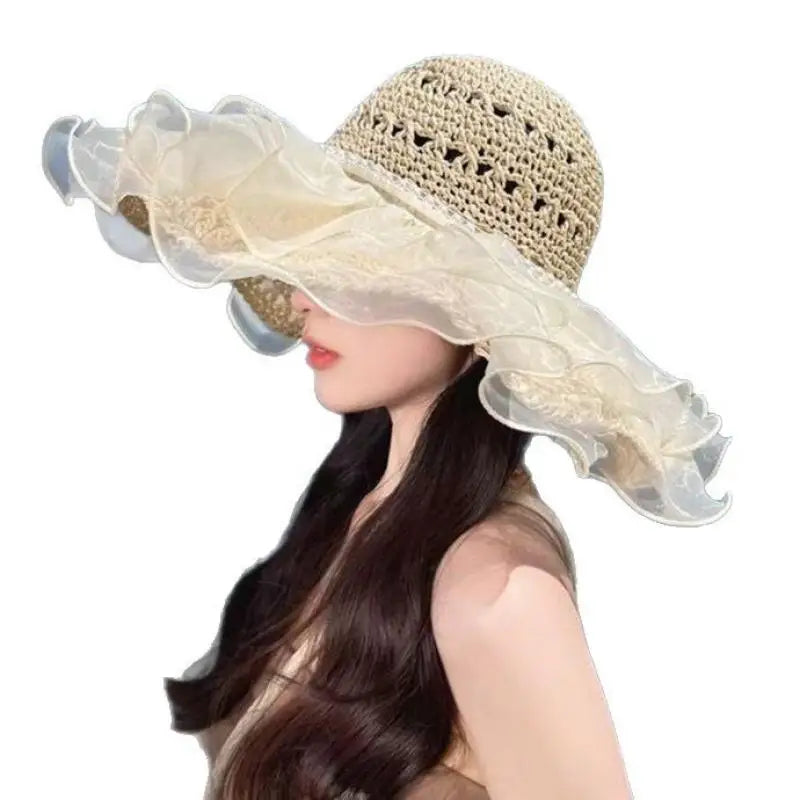 Summer Straw Hat Foldable Sun Hat Wide Large Brim Beach Hats Fashion Holiday Straw Hat Beach UV Protection Cap