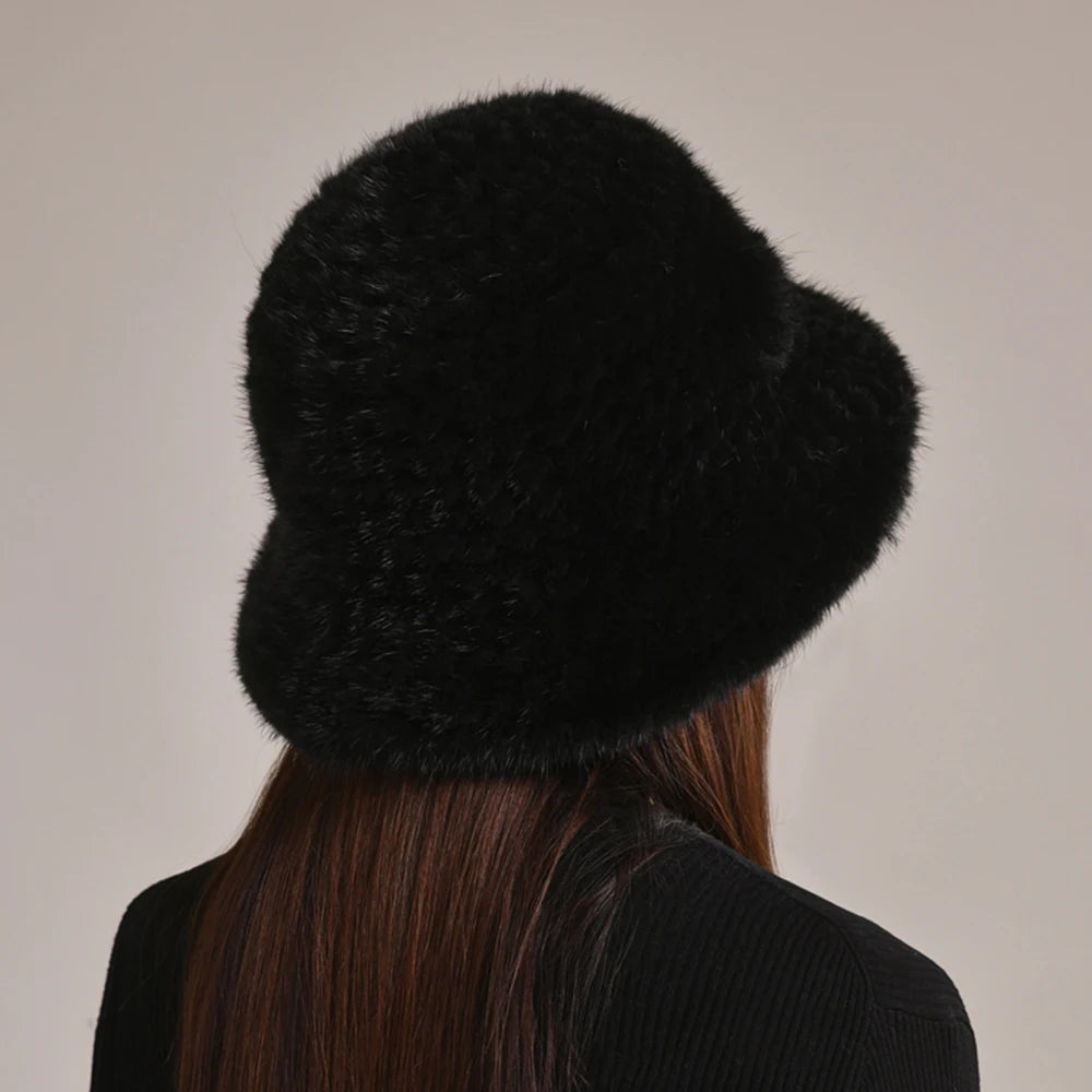 Luxury Real Mink Fur Winter Hat – Floral Knit, Soft & Giving Cozy Glam Crown Energy 🌸❄️