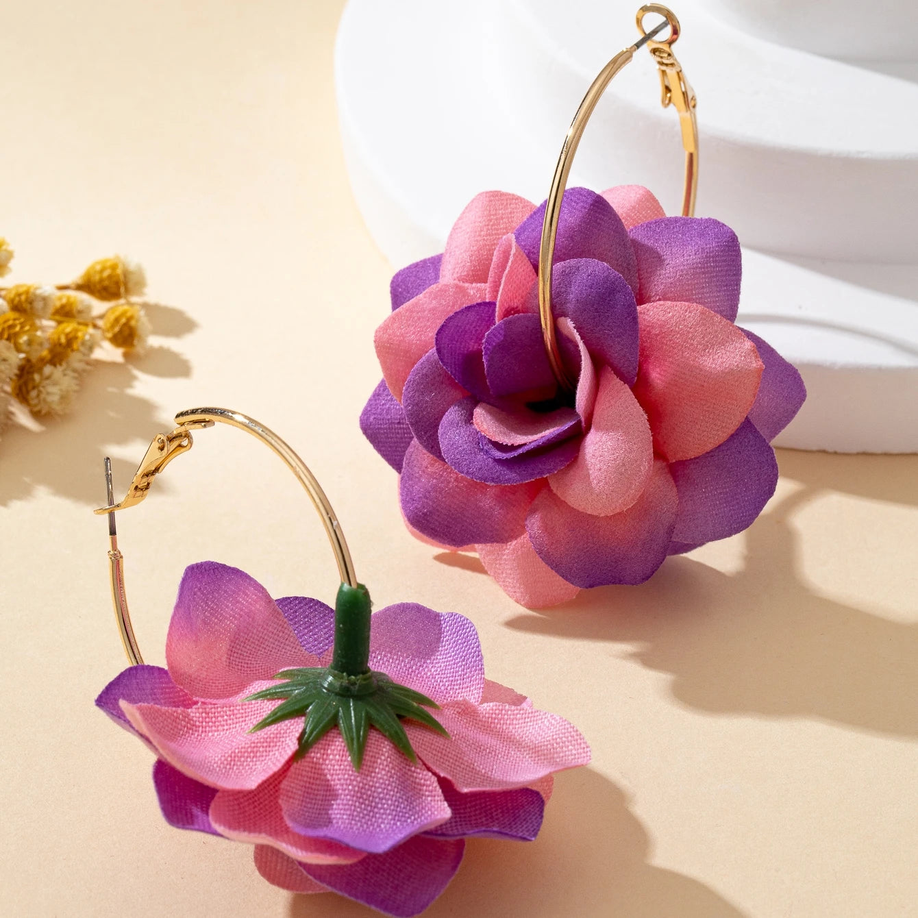 3D Fabric Flower Hoop Earrings — Cute, Romantic & Always On-Trend 🌸