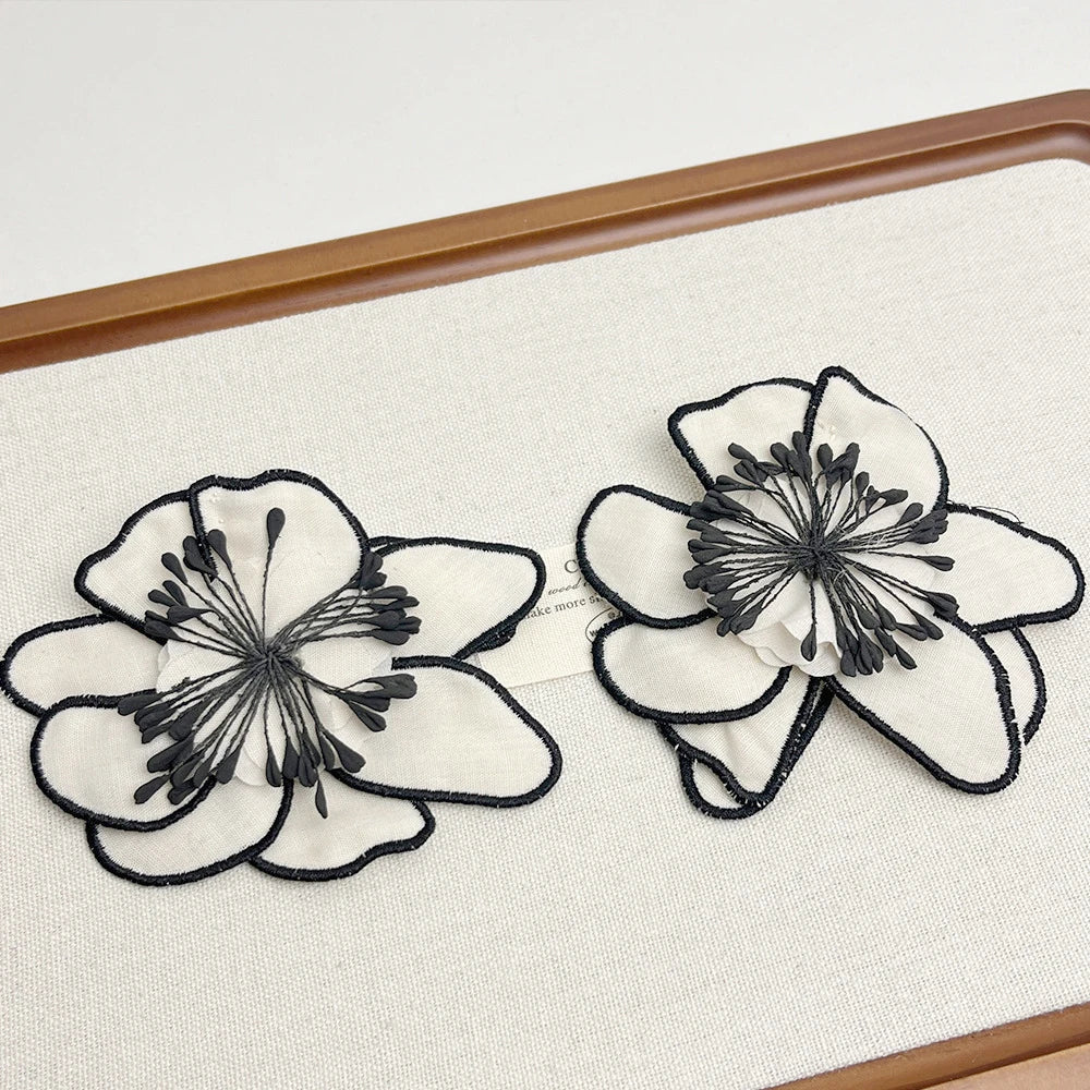 White Bloom Embroidery Stud Earrings – Big, Beautiful & Boss Energy 🦴✨