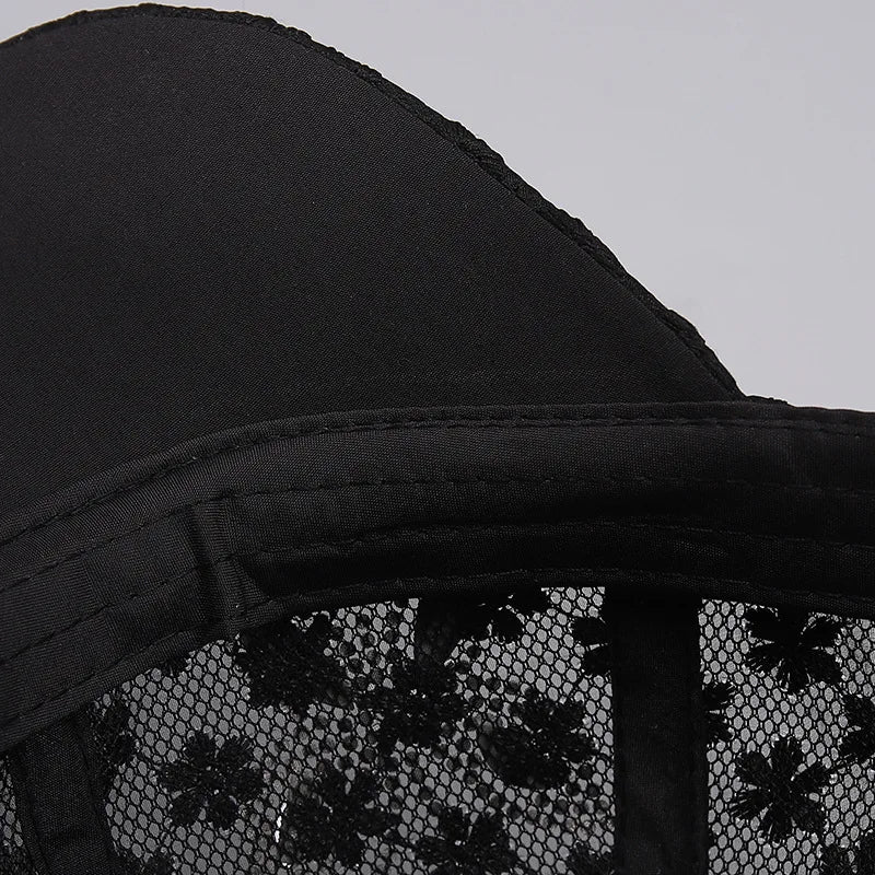 Summer Lace Flowers Baseball Caps for Women Butterfly Rhinestone Breathable Mesh Snapback Hat Hip Hop Hat Fashion Sun Hat Gorras