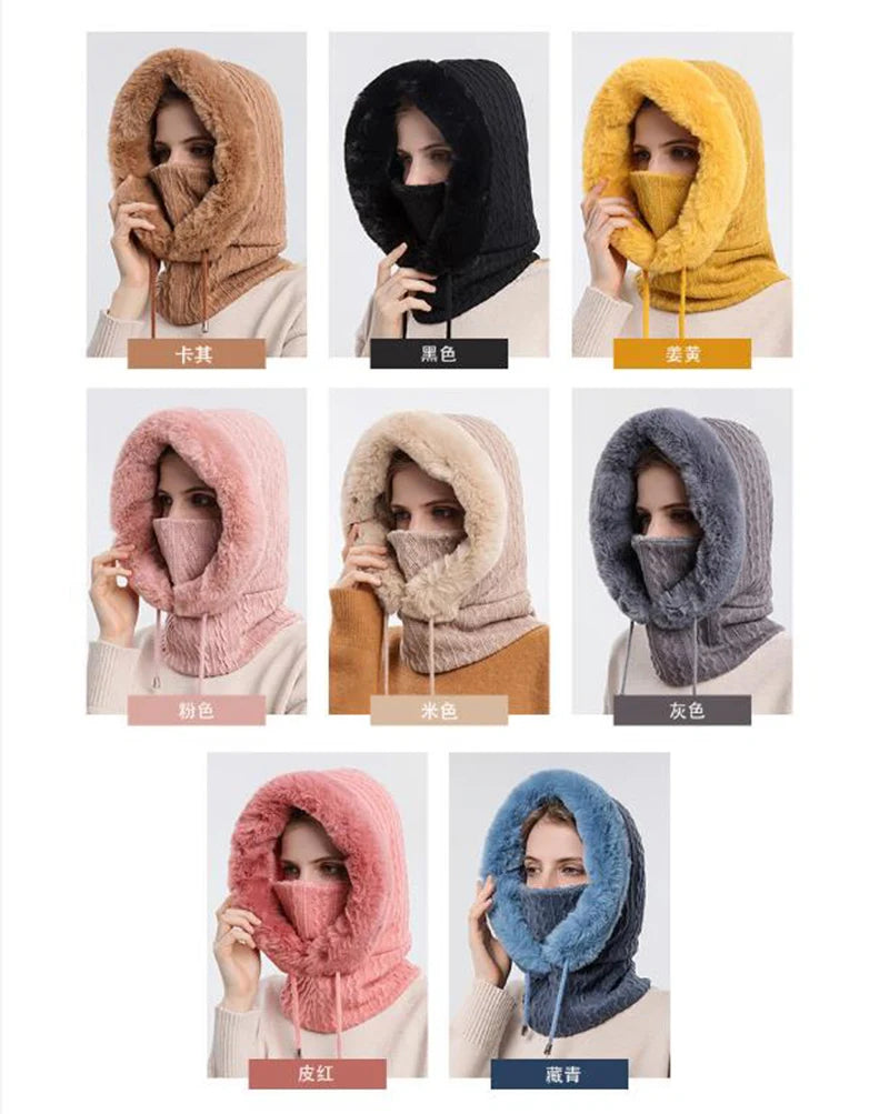 Knitted Balaclava Beanie Hat – Built-In Face Mask, Hood & Neck Scarf for the Woman Who Does It All ❄️🧶