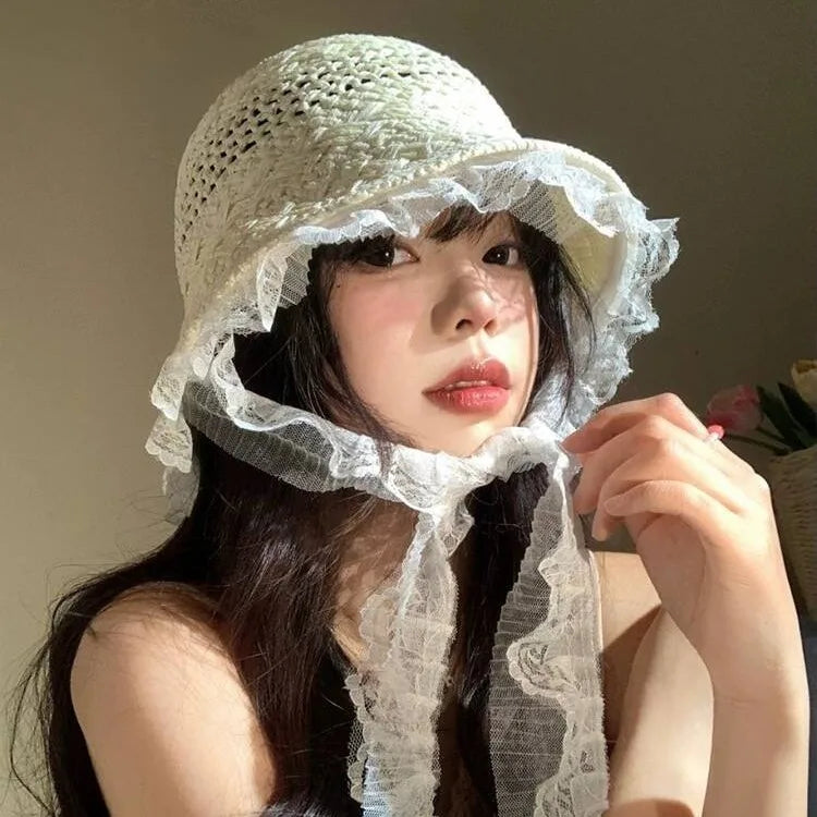 Summer Beach Sun Straw Hats for Women Wide Brim Packable Travel Bucket Hats UPF 50+