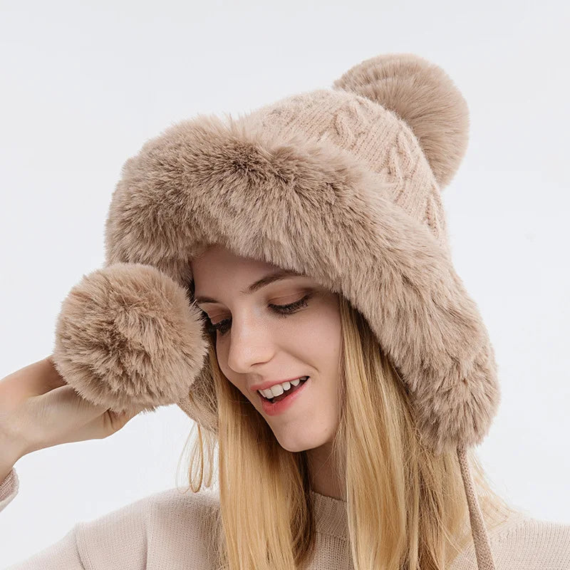 Knitted Balaclava Beanie Hat – Built-In Face Mask, Hood & Neck Scarf for the Woman Who Does It All ❄️🧶