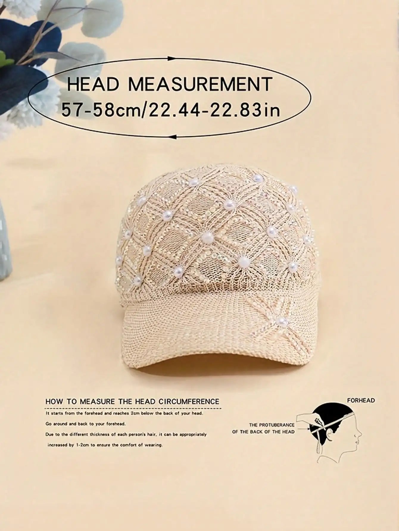Adjustable Stylish Four-leaf Clover Pearl Embellished Women's Breathable Mesh Baseball Cap/sun Protection Hat for Spring Summer.