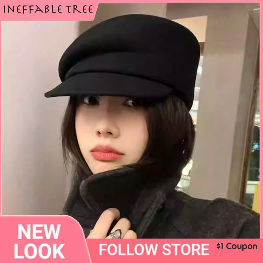 Casual Ladies Winter Woolen Newsboy Octagonal Hats for Women Spring Autumn Visor Cabbie Beret Paperboy Lvy Cap Sombrero Hombre