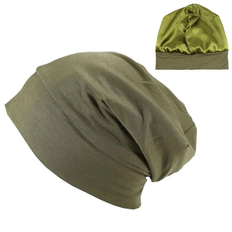 Satin-Lined Sleeping Hair Cap – Double Layer, Elastic Fit & Your Hair’s New Best Friend 🌙✨
