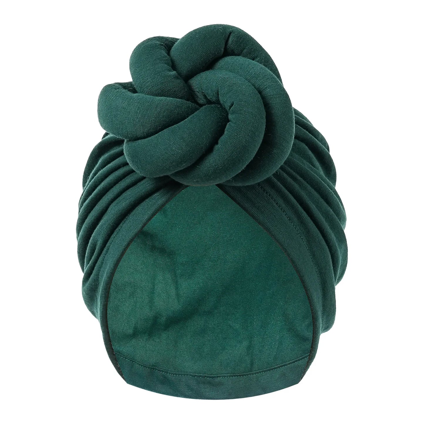 New Pre-Made Knotted Turban Hat Solid Color Head Wraps Elegant Pleated Beanies Headscarf For Women Turban