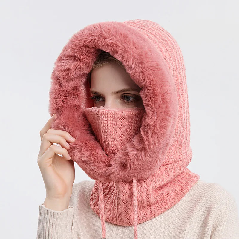 Knitted Balaclava Beanie Hat – Built-In Face Mask, Hood & Neck Scarf for the Woman Who Does It All ❄️🧶