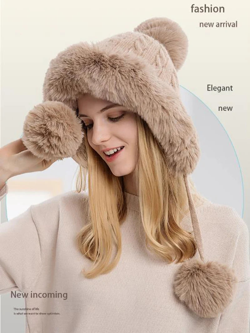 Knitted Balaclava Beanie Hat – Built-In Face Mask, Hood & Neck Scarf for the Woman Who Does It All ❄️🧶