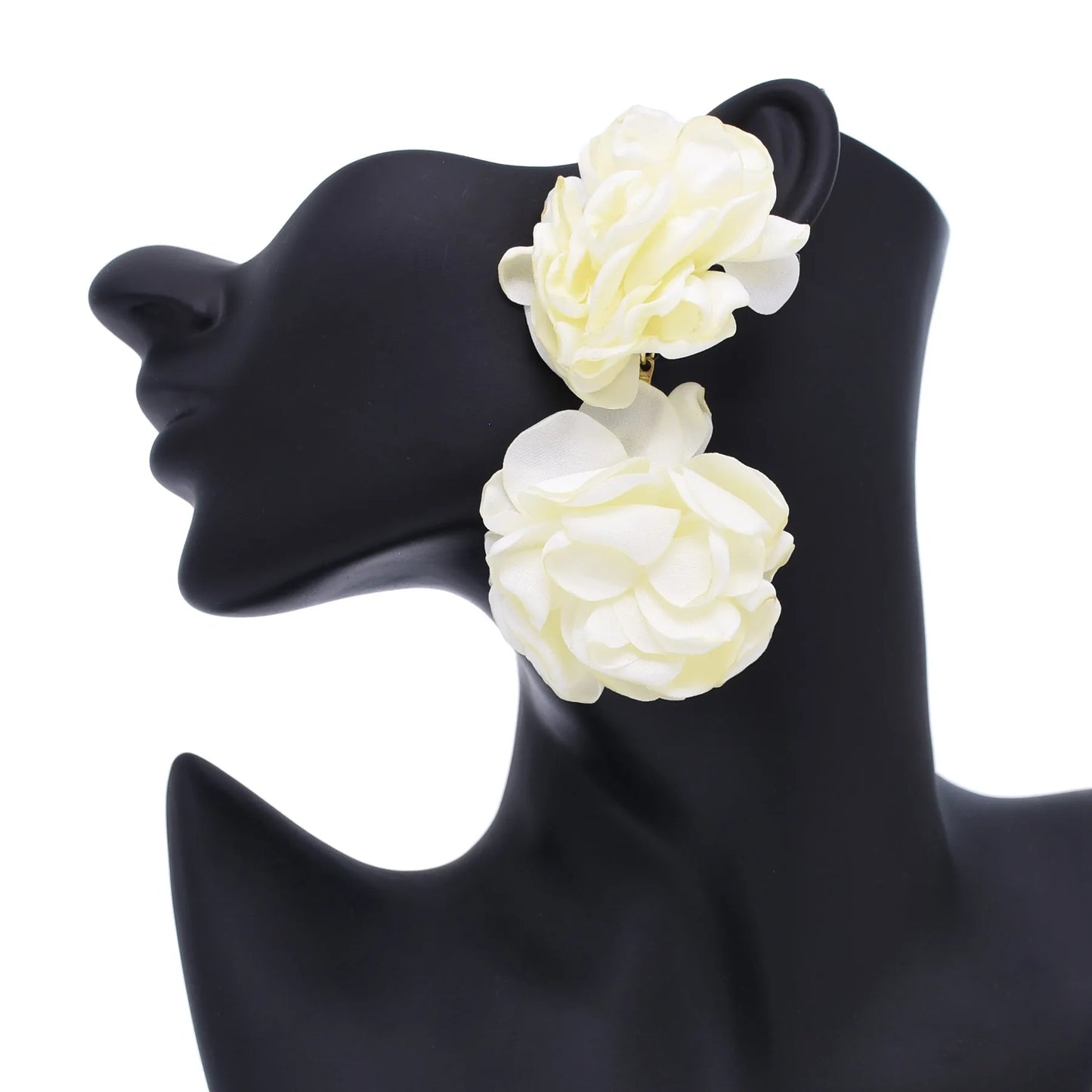 Oversized Fabric Rose Stud Earrings – Big Blooms, Bigger Energy 🌹✨