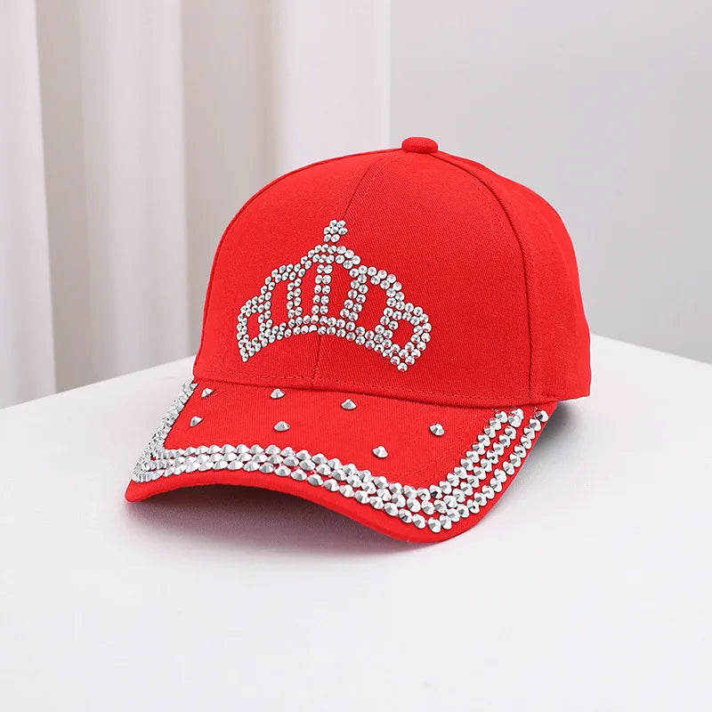 Men's and Women's New Summer Fashion Casual Hot Diamond Crown Cap Outdoor Sports Sunshade Baseball Cap