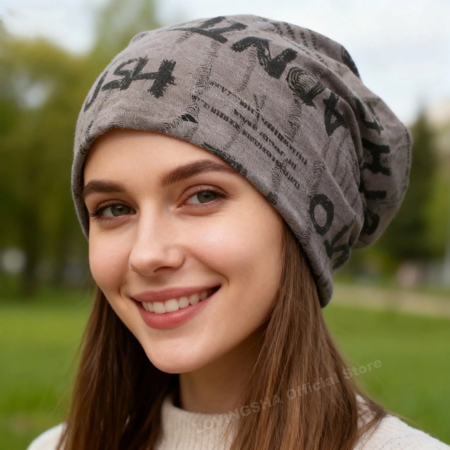 Letter Print Warm Beanie