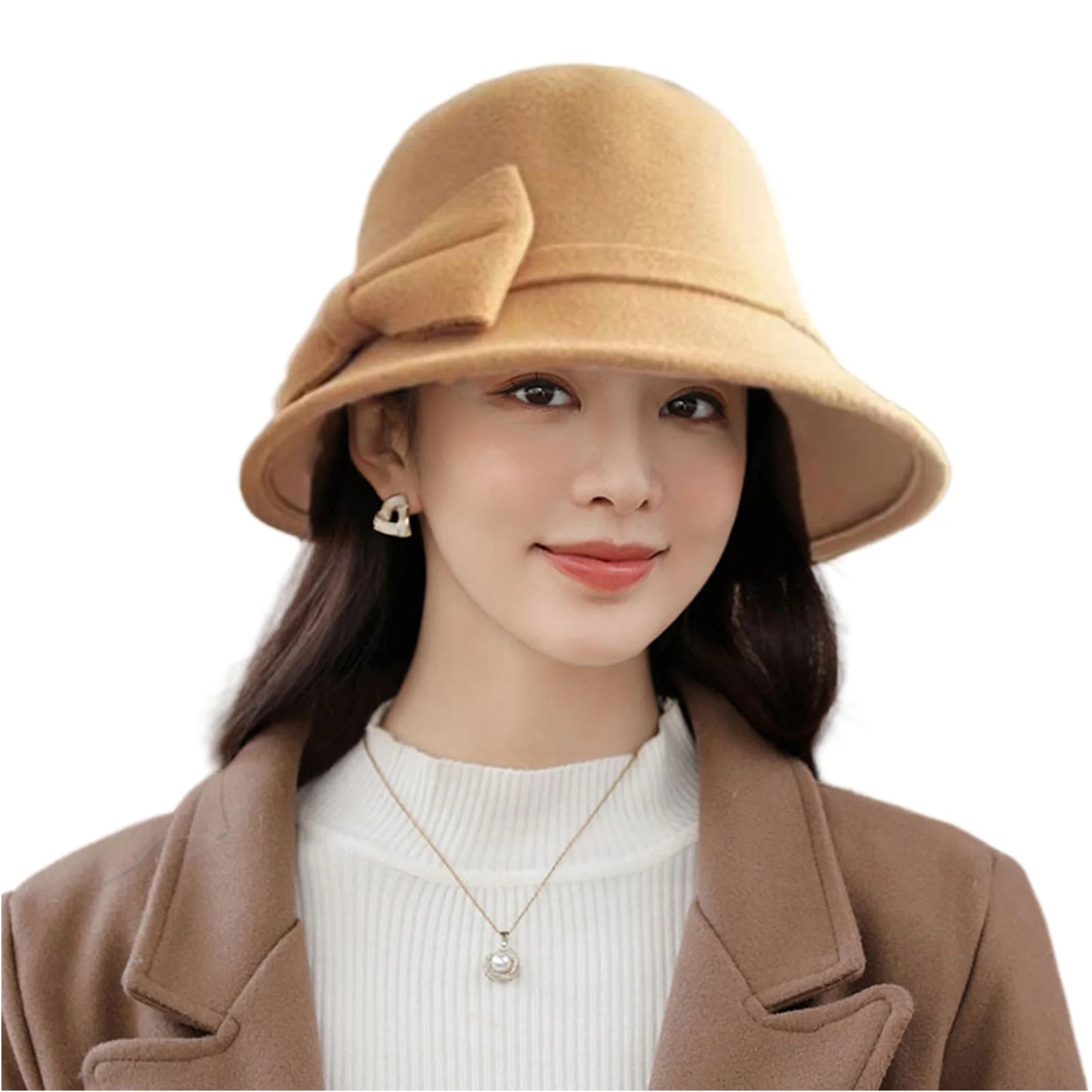 Wool Hat Trendy Bucket Hat Versatile Vintage British Hat Fashionable Women Winter Warm Headwear Retro Elegant Chic Round Top