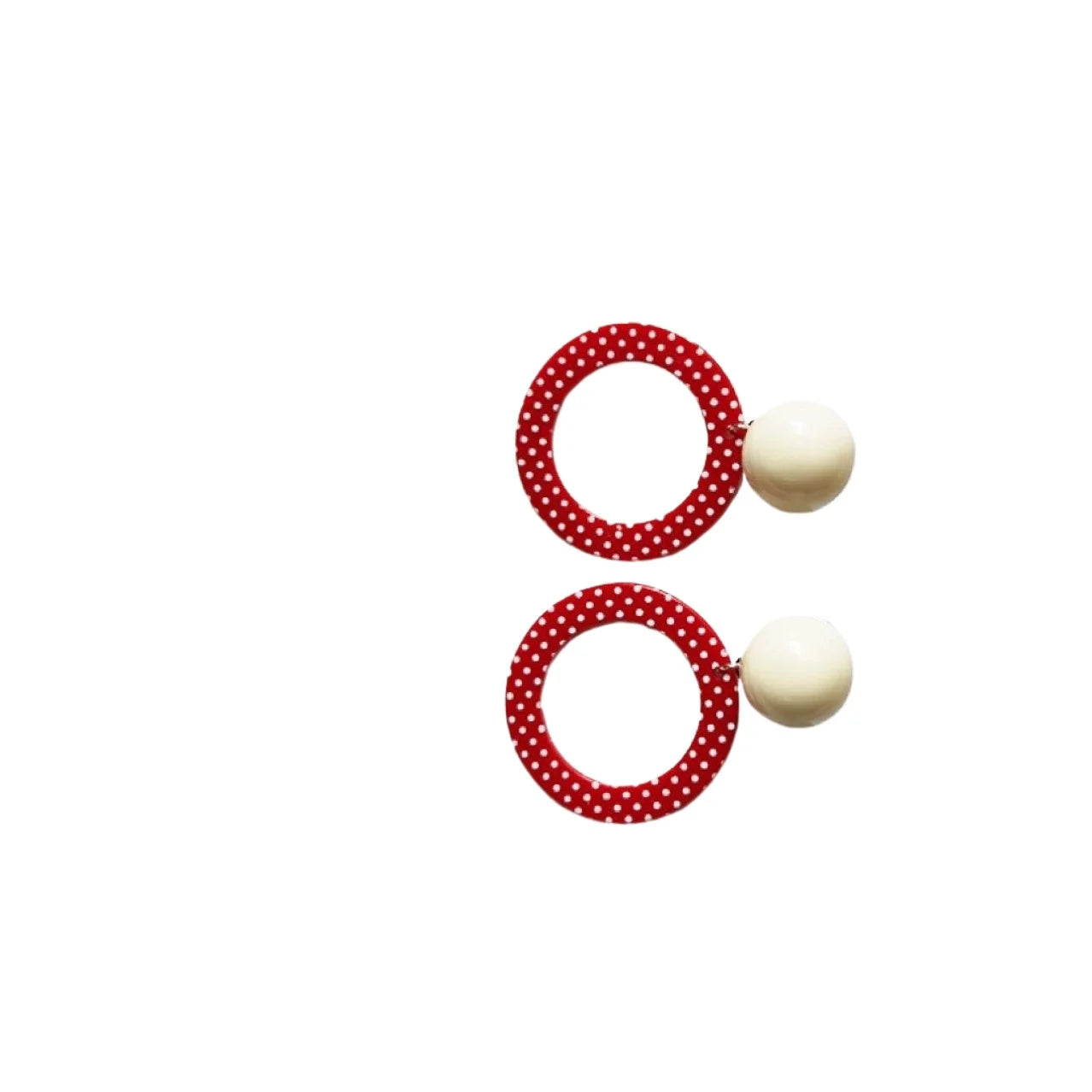 New Retro Red and White Polka Dot Fashionable Earrings Round Dot Red Modern Harbor Style Earrings for Women Jewelry