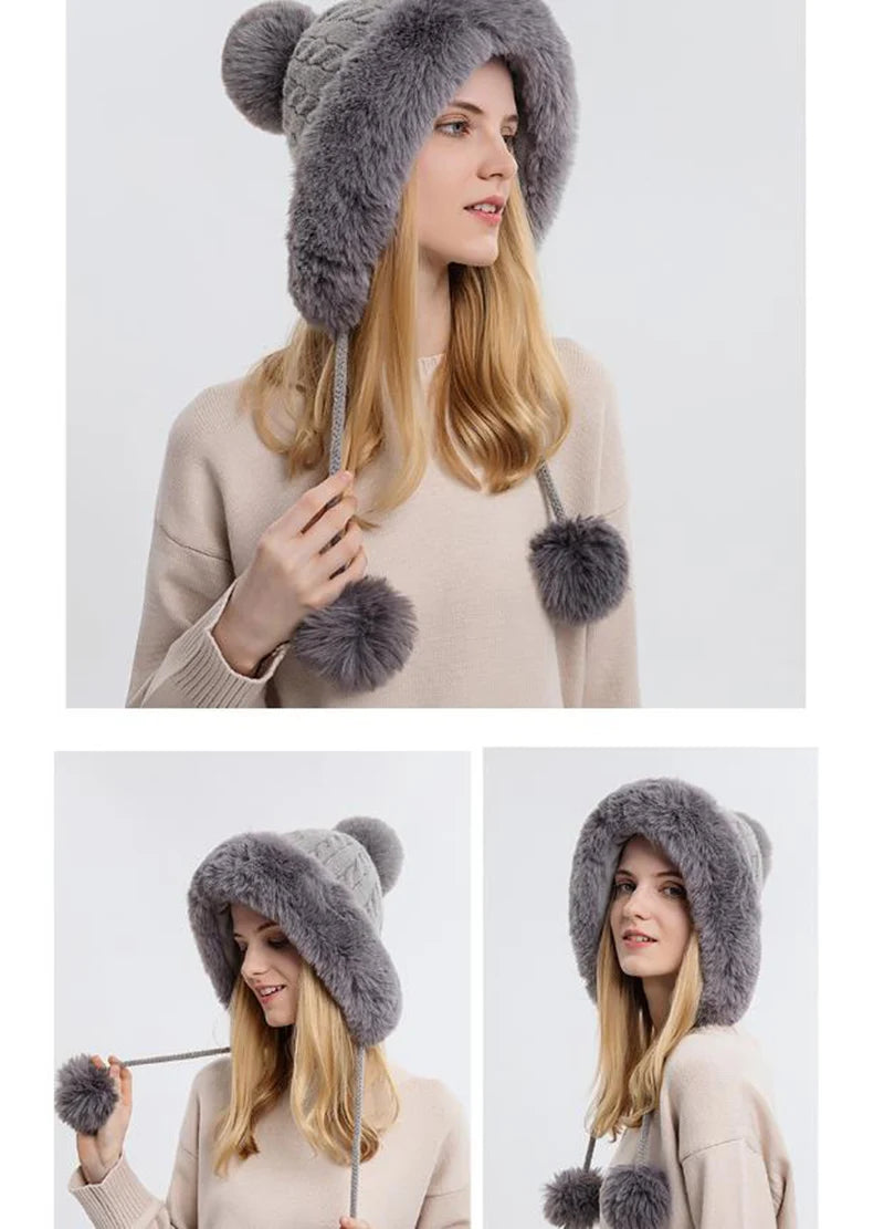Knitted Balaclava Beanie Hat – Built-In Face Mask, Hood & Neck Scarf for the Woman Who Does It All ❄️🧶