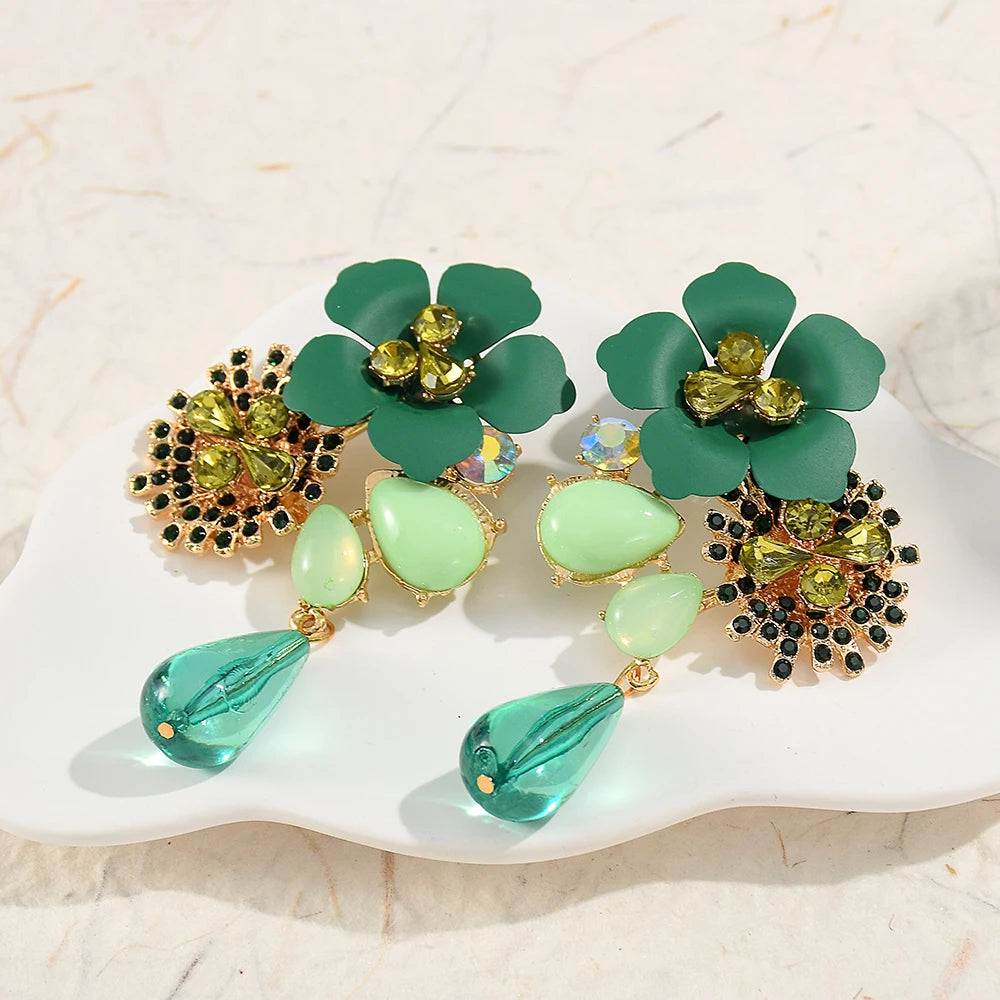 Beaded Acrylic Flower Drop Earrings — Baroque Beauty Meets Bold Energy 🌸✨