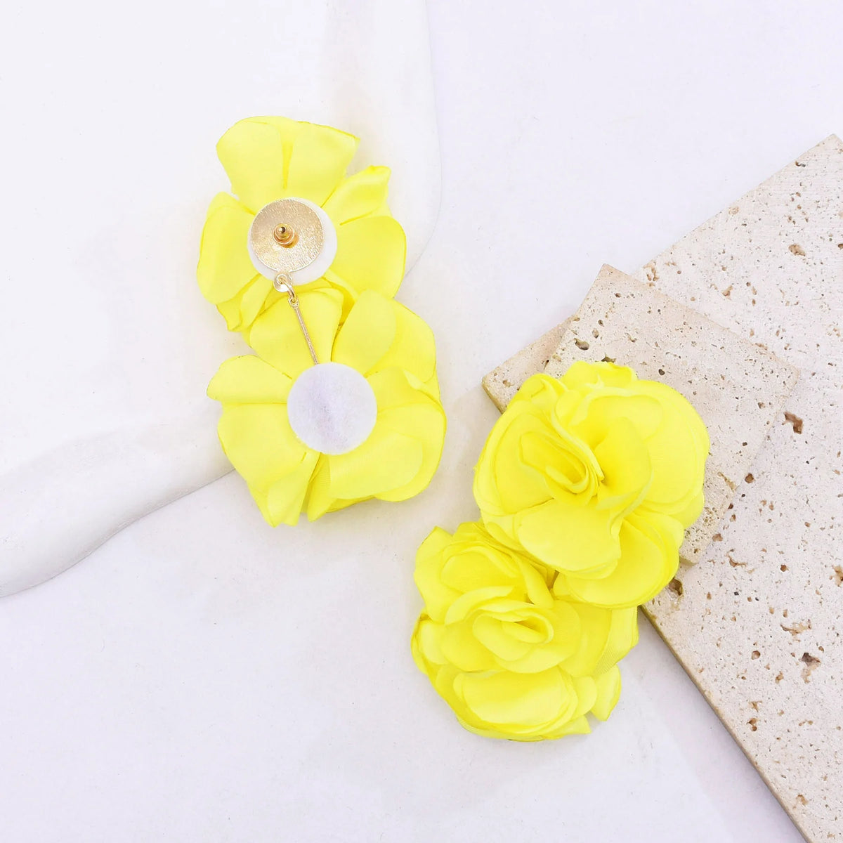 Oversized Fabric Rose Stud Earrings – Big Blooms, Bigger Energy 🌹✨
