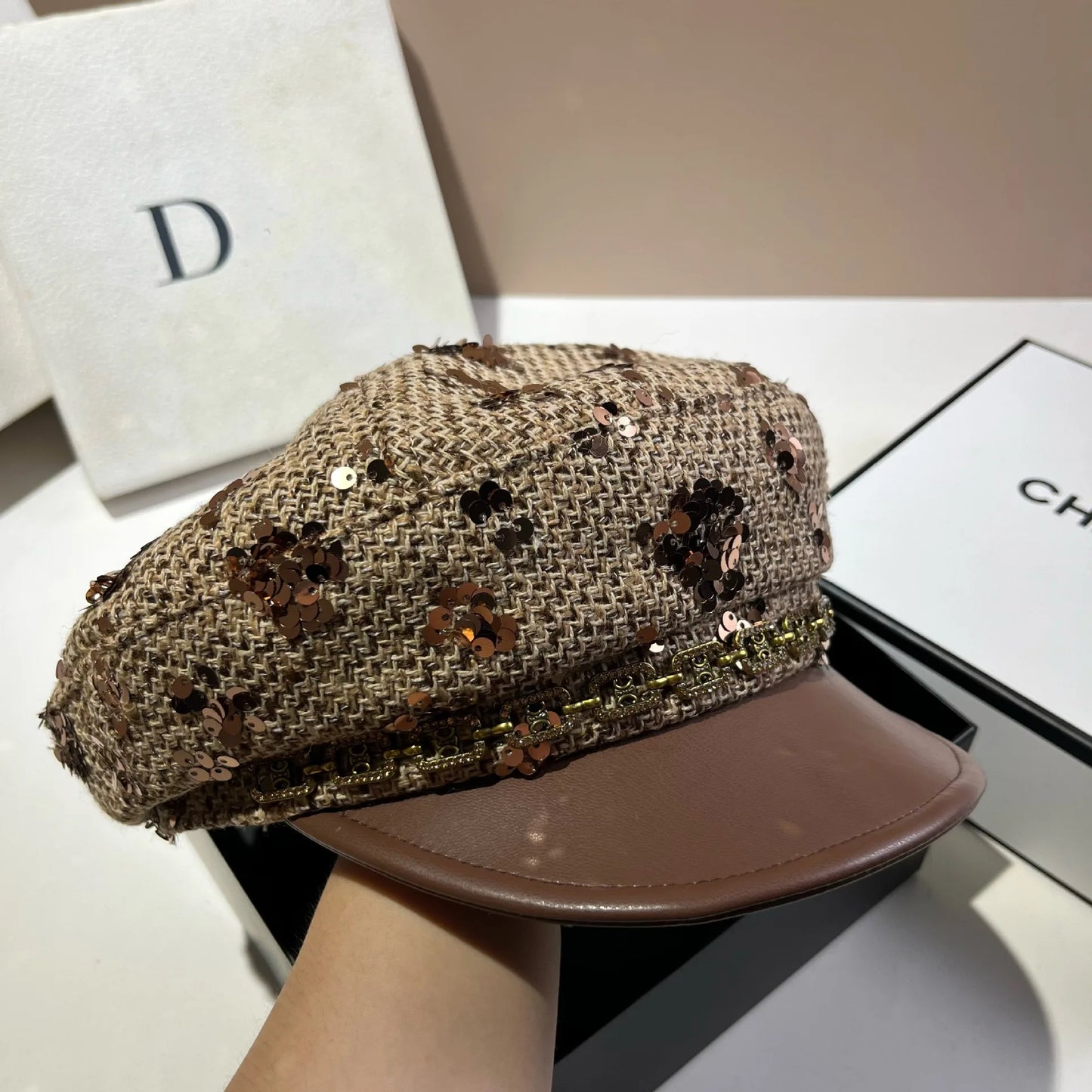 Floral Sequined Beret