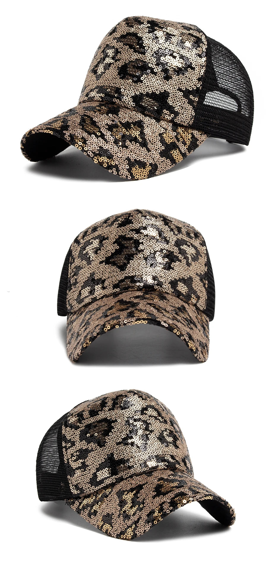 Leopard Spangle Mesh Baseball Cap – Sun Protection, Adjustable Fit & Giving Baddie Outdoor Energy 🐆☀️
