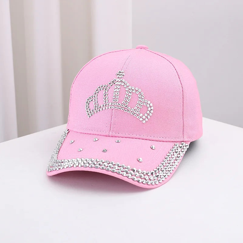 Men's and Women's New Summer Fashion Casual Hot Diamond Crown Cap Outdoor Sports Sunshade Baseball Cap