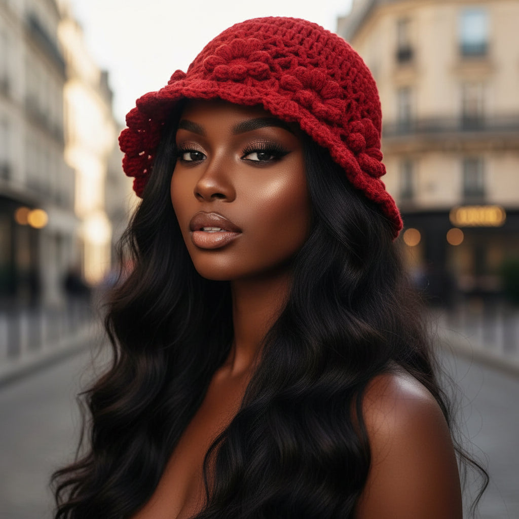 Korean Floral Knitted Hoodie Beanie – Kawaii, Cozy & Giving Sweet Winter It-Girl Energy 🌸🎩