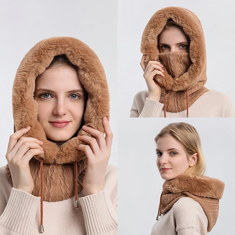 Knitted Balaclava Beanie Hat – Built-In Face Mask, Hood & Neck Scarf for the Woman Who Does It All ❄️🧶