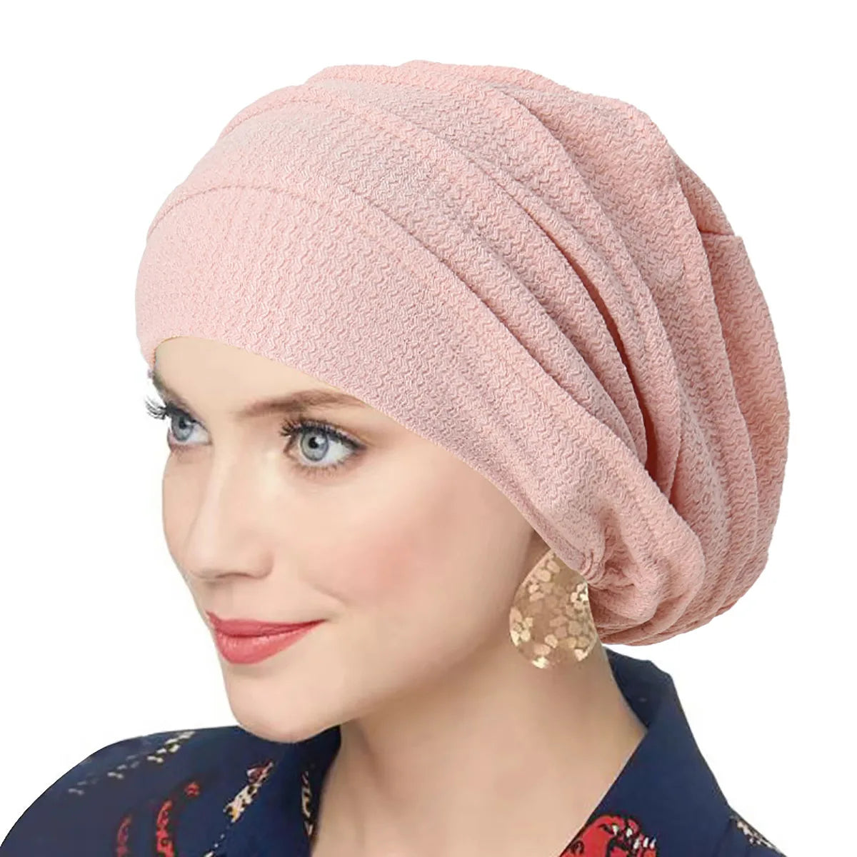 Summer Breathable Ruffled Women's Turban Hat Slouchy Baggy Hat Elastic Cloth Head Cap Female Head Wraps Muslim Headscarf Hats