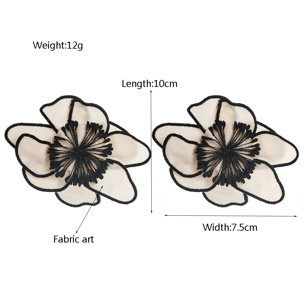 White Bloom Embroidery Stud Earrings – Big, Beautiful & Boss Energy 🦴✨