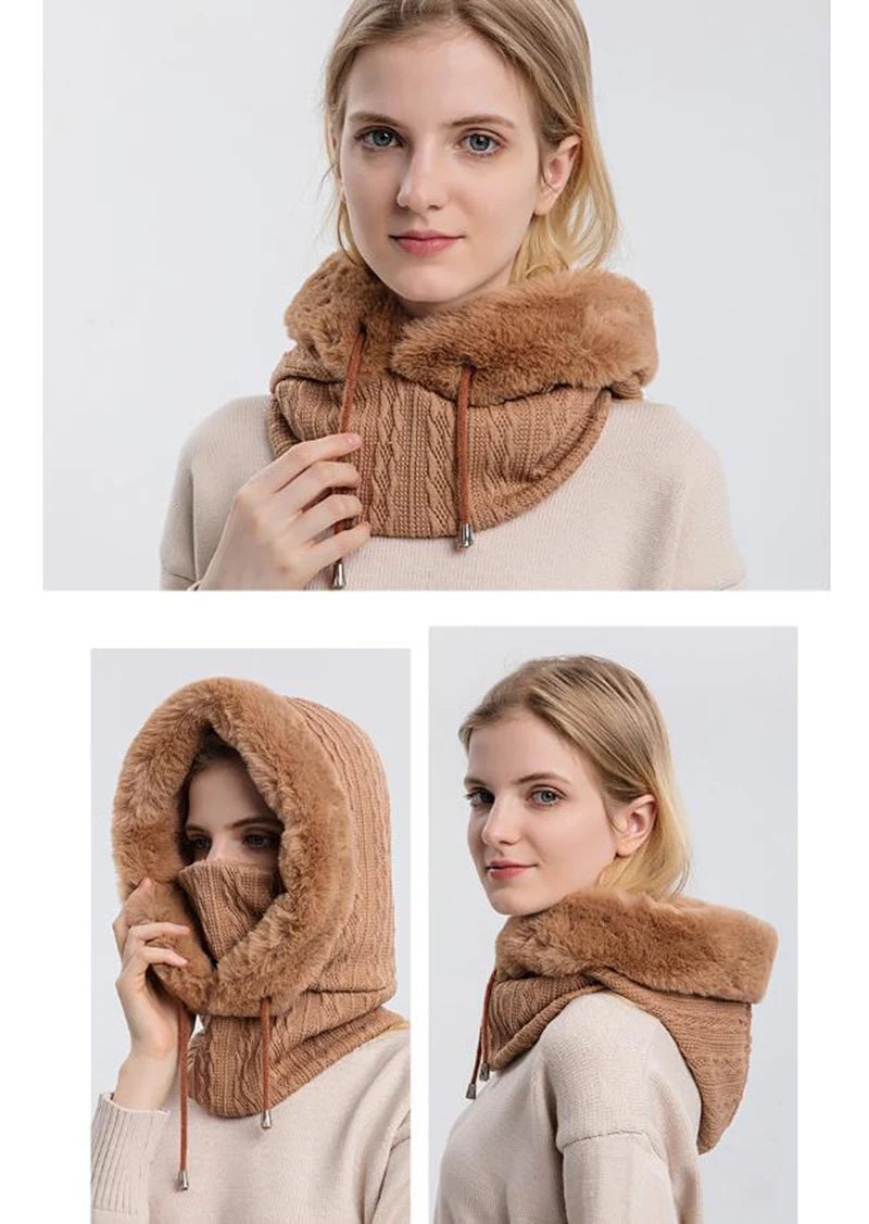 Knitted Balaclava Beanie Hat – Built-In Face Mask, Hood & Neck Scarf for the Woman Who Does It All ❄️🧶