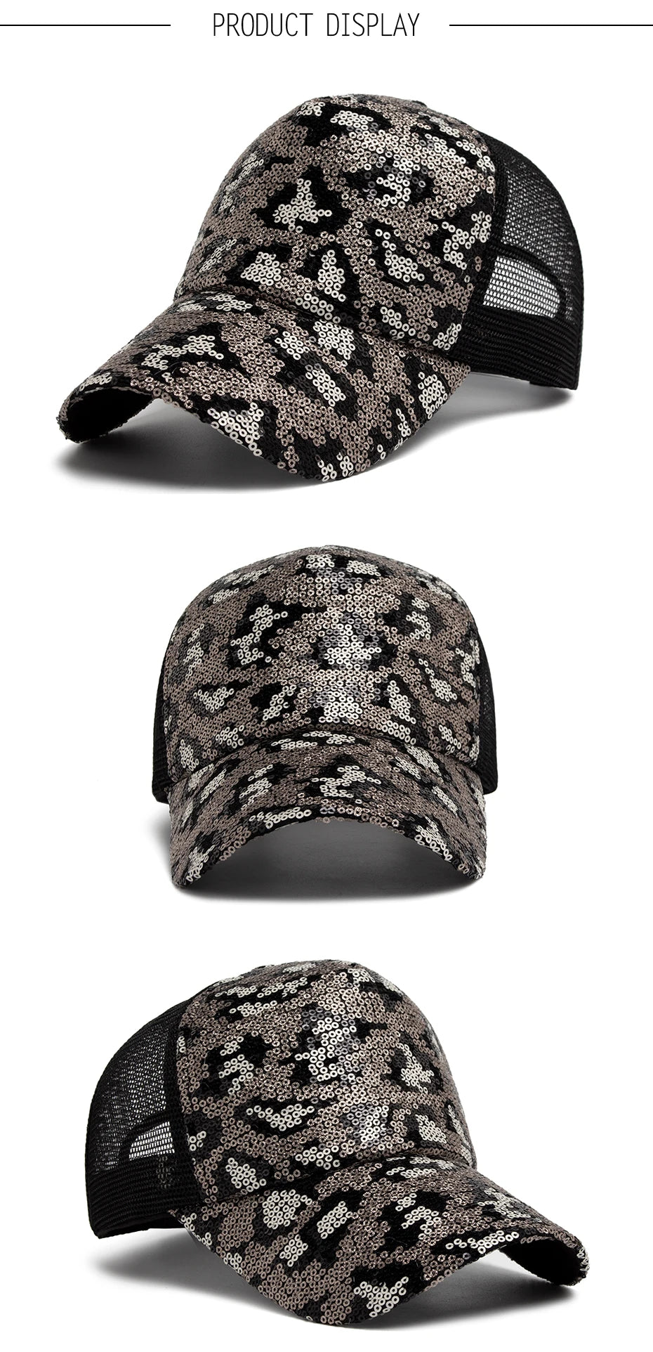 Leopard Spangle Mesh Baseball Cap – Sun Protection, Adjustable Fit & Giving Baddie Outdoor Energy 🐆☀️