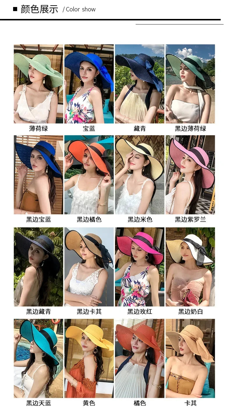 Women Hat Foldable Summer Straw Hat For Beach Travel Visors Female Face Protection UV Cut Bucket Cap Girl Sun Panama Wholesale