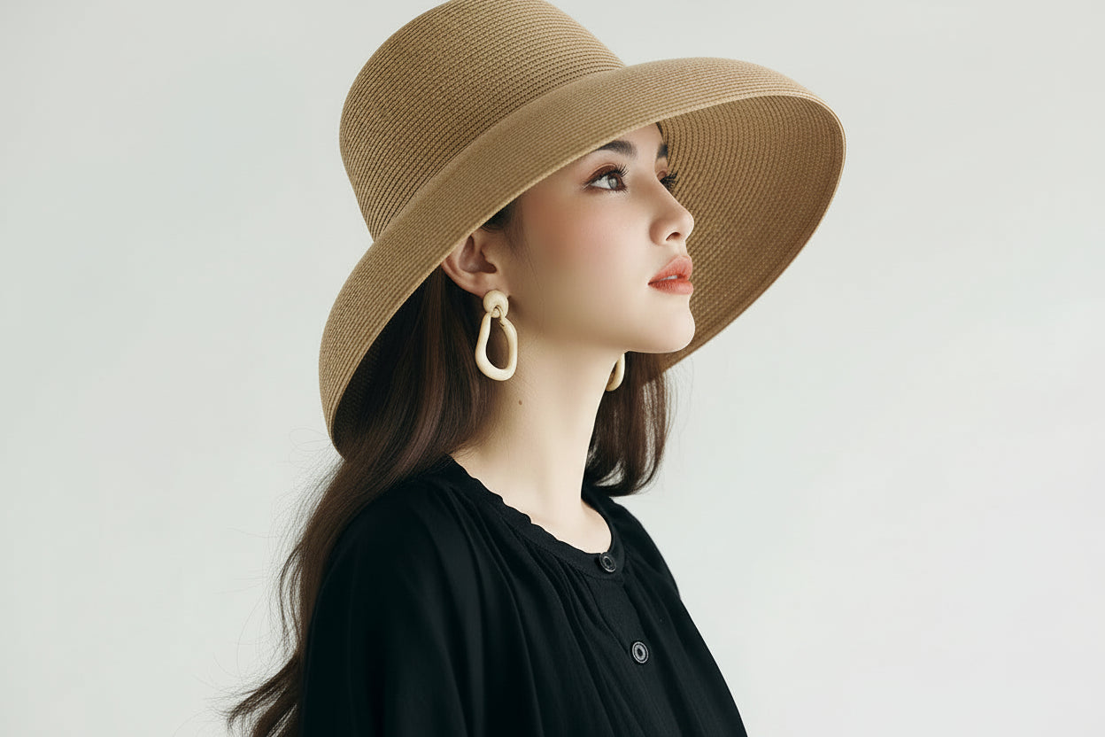 Wide Brim Straw Sun Hat — Packable Beach Hat for Summer