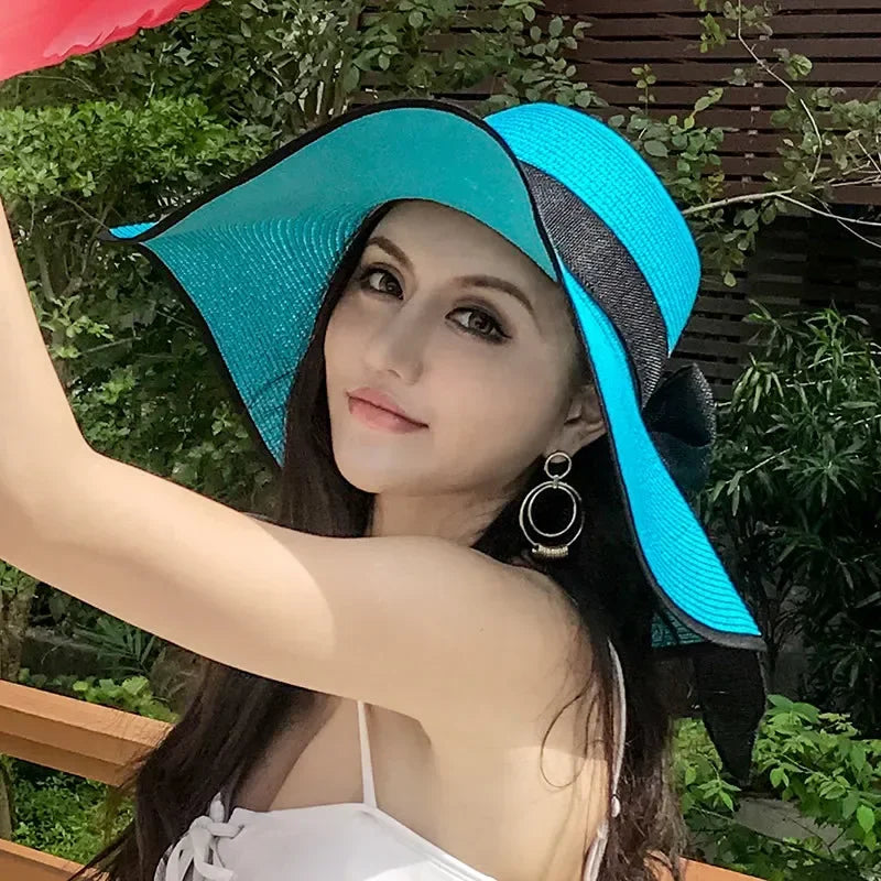 Women Hat Foldable Summer Straw Hat For Beach Travel Visors Female Face Protection UV Cut Bucket Cap Girl Sun Panama Wholesale