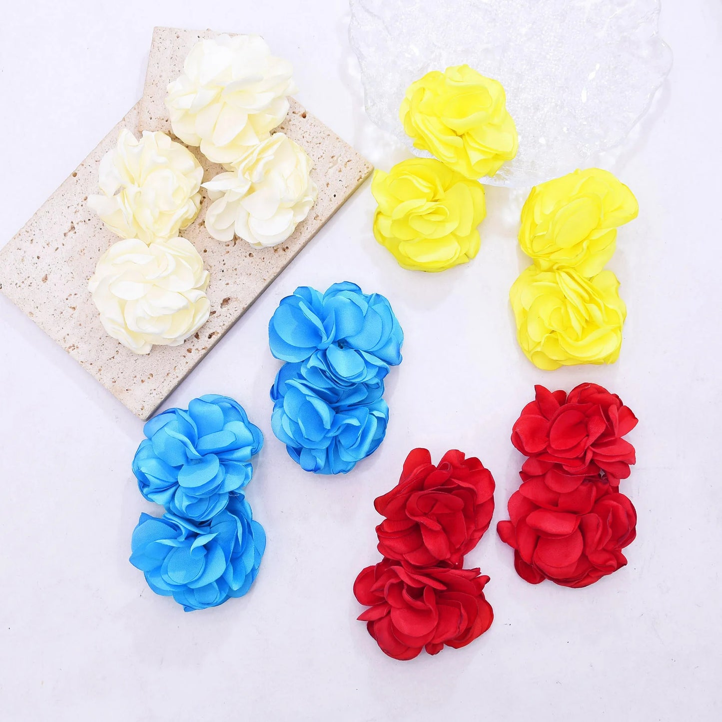 Oversized Fabric Rose Stud Earrings – Big Blooms, Bigger Energy 🌹✨