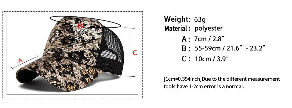 Leopard Spangle Mesh Baseball Cap – Sun Protection, Adjustable Fit & Giving Baddie Outdoor Energy 🐆☀️
