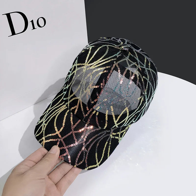 Mesh Spangle Design Hip Hop Casual Cap
