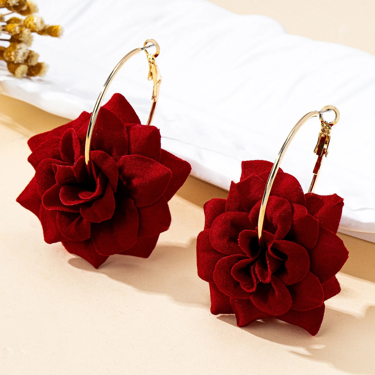 3D Fabric Flower Hoop Earrings — Cute, Romantic & Always On-Trend 🌸