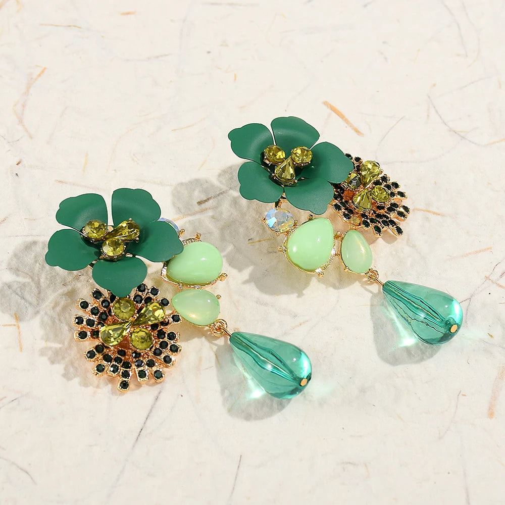 Beaded Acrylic Flower Drop Earrings — Baroque Beauty Meets Bold Energy 🌸✨