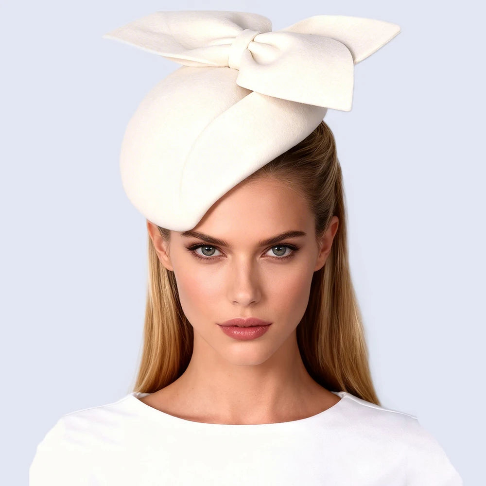 Elegant Bowknot Wool Beret Cap