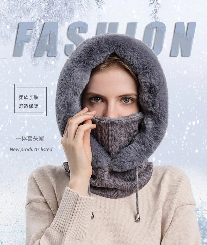 Knitted Balaclava Beanie Hat – Built-In Face Mask, Hood & Neck Scarf for the Woman Who Does It All ❄️🧶