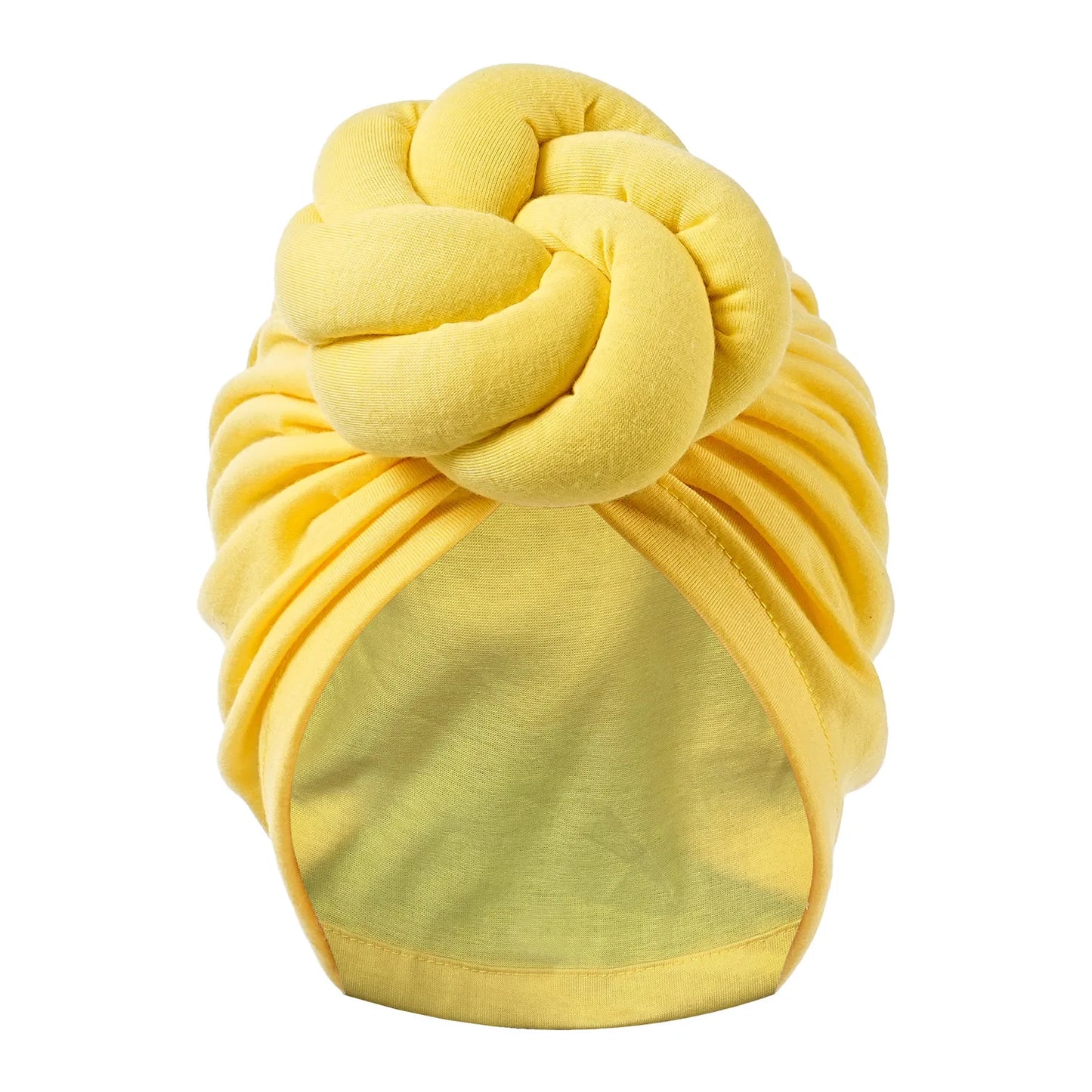 New Pre-Made Knotted Turban Hat Solid Color Head Wraps Elegant Pleated Beanies Headscarf For Women Turban