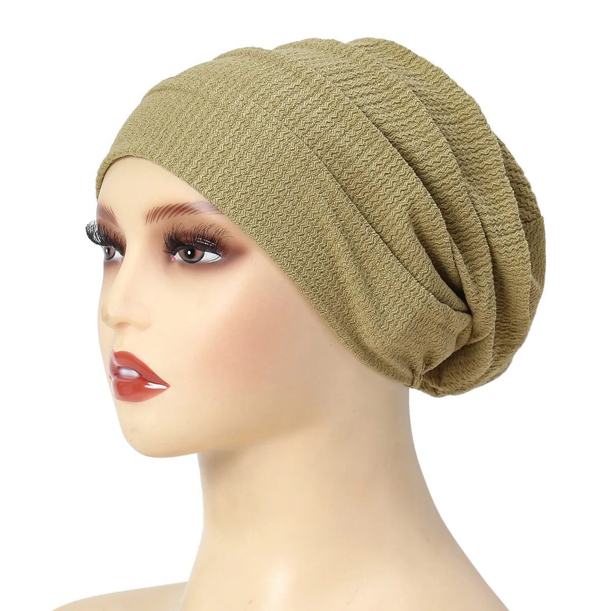 Summer Breathable Ruffled Women's Turban Hat Slouchy Baggy Hat Elastic Cloth Head Cap Female Head Wraps Muslim Headscarf Hats