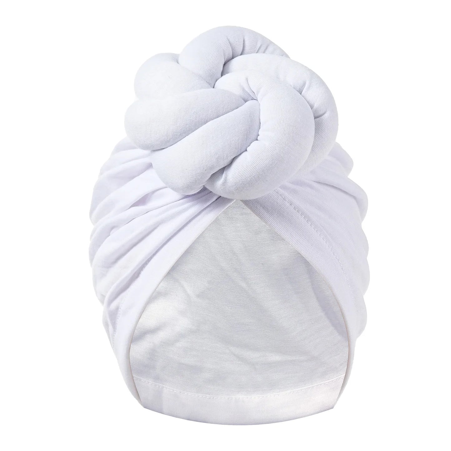 New Pre-Made Knotted Turban Hat Solid Color Head Wraps Elegant Pleated Beanies Headscarf For Women Turban