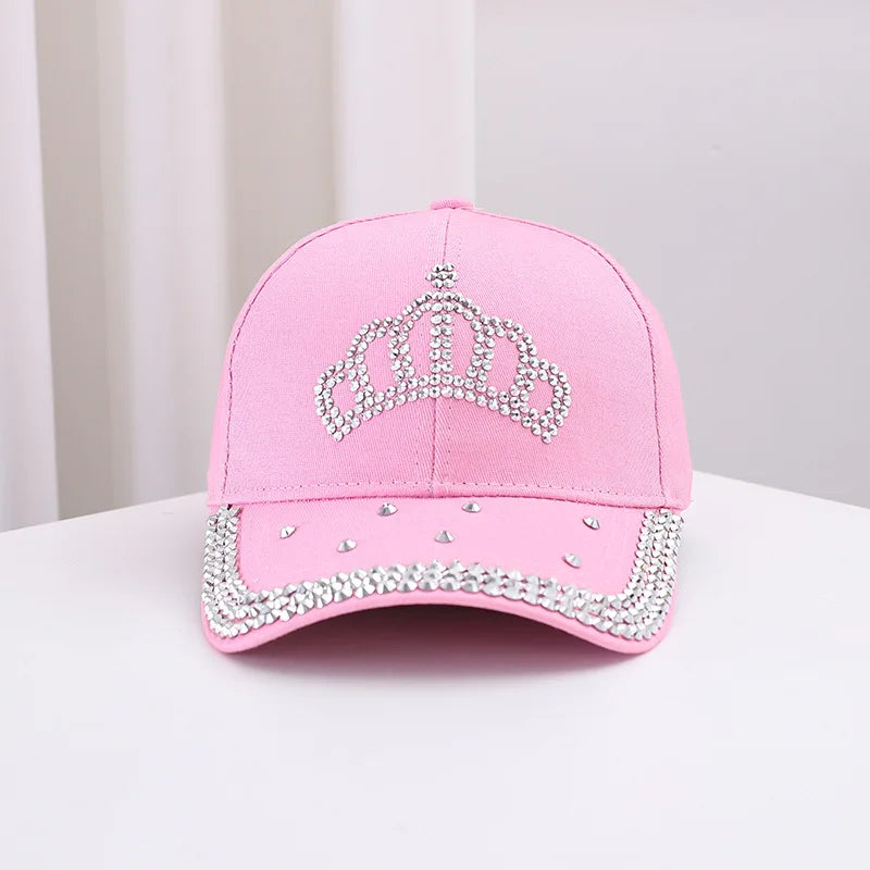 Men's and Women's New Summer Fashion Casual Hot Diamond Crown Cap Outdoor Sports Sunshade Baseball Cap