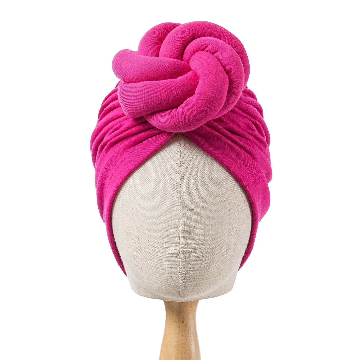 New Pre-Made Knotted Turban Hat Solid Color Head Wraps Elegant Pleated Beanies Headscarf For Women Turban